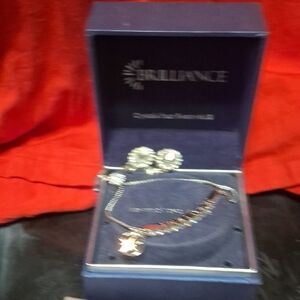BRILLIANCE Silver Bracelet and Earring Set, Crystals From Swarovski